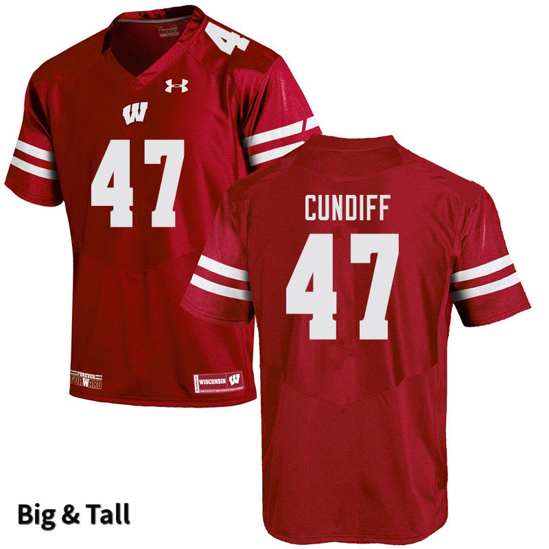 Wisconsin Badgers Men's #47 Clay Cundiff NCAA Under Armour Authentic Red Big & Tall College Stitched Football Jersey TY40Z24AT